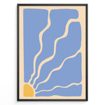Load image into Gallery viewer, Solar Flow Plakat | Matisse Poster | Abstrakte blå former med solstråleelement i gult
