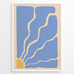Load image into Gallery viewer, Solar Flow Plakat | Matisse Poster | Abstrakte blå former med solstråleelement i gult
