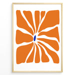 Load image into Gallery viewer, Radiant Bloom Plakat | Matisse Poster | Dynamisk orange blomstermønster omkring en dybblå oval
