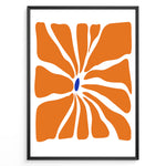 Load image into Gallery viewer, Radiant Bloom Plakat | Matisse Poster | Dynamisk orange blomstermønster omkring en dybblå oval
