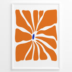 Load image into Gallery viewer, Radiant Bloom Plakat | Matisse Poster | Dynamisk orange blomstermønster omkring en dybblå oval
