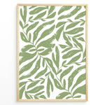 Load image into Gallery viewer, Verdant Flow Plakat | Matisse Poster | Dynamisk mønster af grønne stiliserede blade på hvid baggrund
