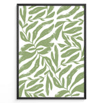 Load image into Gallery viewer, Verdant Flow Plakat | Matisse Poster | Dynamisk mønster af grønne stiliserede blade på hvid baggrund
