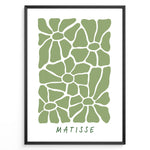 Load image into Gallery viewer, Verdant Petals Plakat | Matisse Poster | Abstrakte grønne former arrangeret som stiliserede blomsterblade på hvid baggrund
