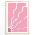 Load image into Gallery viewer, Pink Waves Plakat | Matisse Poster | Abstrakt kunst med bølgende hvide linjer på lyserød baggrund
