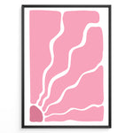 Load image into Gallery viewer, Pink Waves Plakat | Matisse Poster | Abstrakt kunst med bølgende hvide linjer på lyserød baggrund
