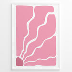 Load image into Gallery viewer, Pink Waves Plakat | Matisse Poster | Abstrakt kunst med bølgende hvide linjer på lyserød baggrund
