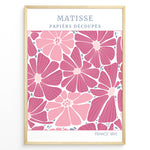 Load image into Gallery viewer, Papiers Découpés Floral Plakat | Matisse Poster | Stiliserede pink og lilla blomster med blå detaljer
