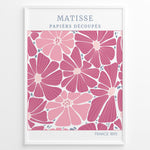 Load image into Gallery viewer, Papiers Découpés Floral Plakat | Matisse Poster | Stiliserede pink og lilla blomster med blå detaljer
