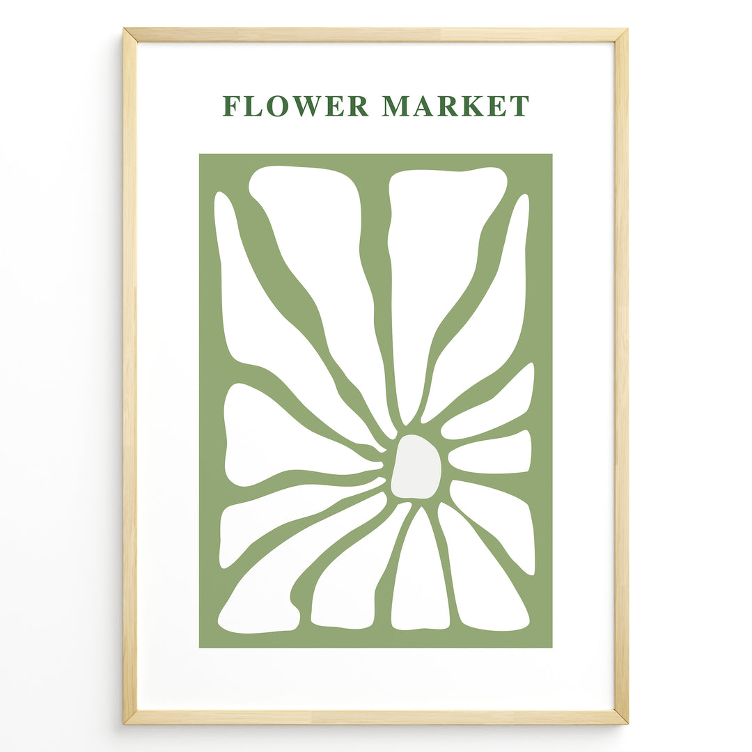 Flower Market Plakat | Matisse Poster | Minimalistisk floral design med grønne og hvide former