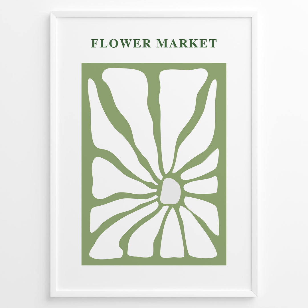 Flower Market Plakat | Matisse Poster | Minimalistisk floral design med grønne og hvide former