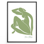 Load image into Gallery viewer, Grøn Silhuet Figur Plakat | Matisse Poster | Kunstnerisk udskåret kvindefigur i grøn stil med Henri Matisse signatur
