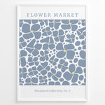 Load image into Gallery viewer, Flower Market No. 3 Plakat | Matisse Poster | Blå blomster i tæt mønster med teksten &quot;Botanical Collection No. 3&quot;
