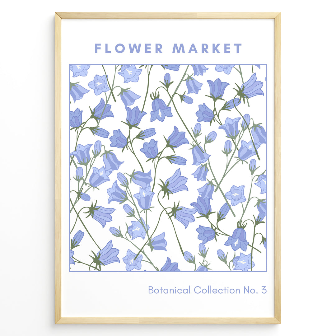 Blue Bell Botanicals Plakat | Matisse Poster | Blå klokkeblomster i naturtro stil fra Botanical Collection No. 3