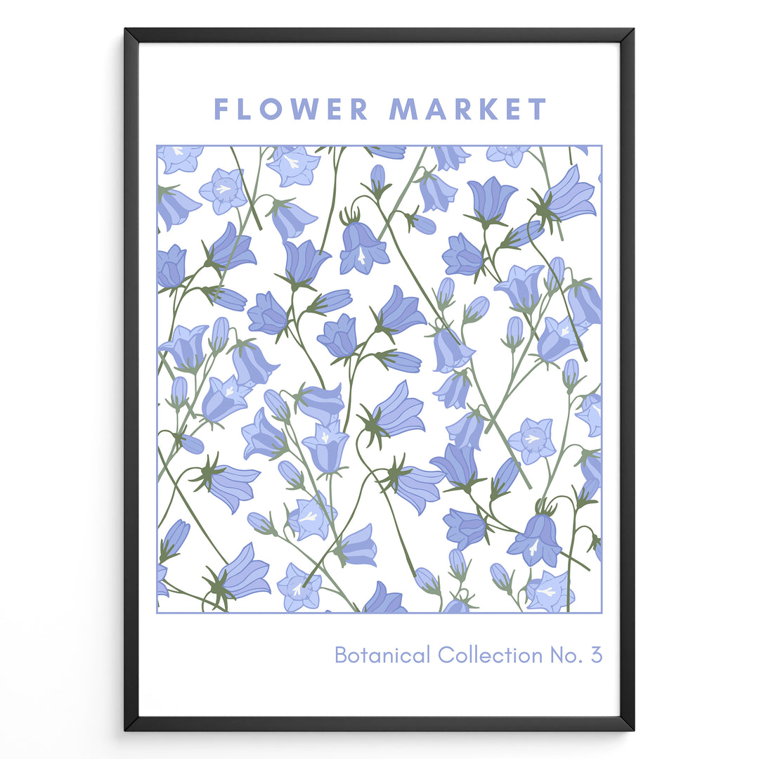 Blue Bell Botanicals Plakat | Matisse Poster | Blå klokkeblomster i naturtro stil fra Botanical Collection No. 3
