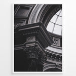 Load image into Gallery viewer, Fashion Plakat | Architectural Elegance: Classical Interior with Ornate Column and Dome Plakaty.dk | Close-up photograph of an ornate Corinthian column supporting a decorated entablature beneath a domed ceiling with intricate molding and classical architectural detailing.

