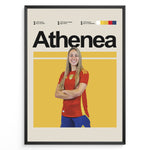 Load image into Gallery viewer, Athenea del Castillo plakat | Spanien landsholdstrøje i rød og gul med selvsikker attitude – ideel til fans af kvindefodbold og Spanien

