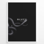 Load image into Gallery viewer, Fashion Plakat | BLVCK Paris Serpent Noir: Minimalist Snake-Inspired Wall Art Plakaty.dk | Minimalist black artwork featuring a coiled snake and the BLVCK Paris logo in the center, on a dark background.
