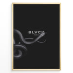 Load image into Gallery viewer, Fashion Plakat | BLVCK Paris Serpent Noir: Minimalist Snake-Inspired Wall Art Plakaty.dk | Minimalist black artwork featuring a coiled snake and the BLVCK Paris logo in the center, on a dark background.
