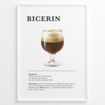 Load image into Gallery viewer, Illustrated Bicerin recipe poster with a layered glass of espresso, hot chocolate, and whipped cream.
