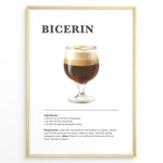 Load image into Gallery viewer, Illustrated Bicerin recipe poster with a layered glass of espresso, hot chocolate, and whipped cream.
