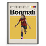 Load image into Gallery viewer, Aitana Bonmatí plakat | Spanien landsholdstrøje i rød og gul med jubelscene – perfekt til fans af kvindefodbold og spansk magi
