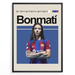 Load image into Gallery viewer, Aitana Bonmatí plakat | FC Barcelona trøje i blå og rød med selvsikker attitude – must-have for fans af kvindefodbold og Barça
