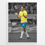 Load image into Gallery viewer, Portræt af Kaká i den ikoniske brasilianske landsholdstrøje med selektiv farvelægning og en mørk stadionbaggrund.

