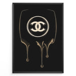 Load image into Gallery viewer, Fashion Plakat | Chanel Gold Drip Logo – Luxury Modern Wall Art Plakaty.dk | Gold dripping Chanel logo on a black background, designed as a modern luxury fashion wall art print.
