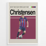 Load image into Gallery viewer, Andreas Christensen fodbold plakat | FC Barcelona spiller i blå og rød hjemmebanetrøje med bold i kampklar position
