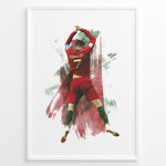 Load image into Gallery viewer, Cristiano Ronaldo iconic celebration in Portugal jersey artistic framed plakat

