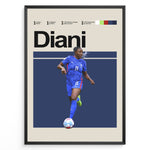 Load image into Gallery viewer, Kadidiatou Diani plakat | Frankrig landsholdstrøje i blå med boldkontrol og energi – ideel til fans af kvindefodbold og Les Bleues
