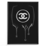 Load image into Gallery viewer, Fashion Plakat | Dripping Chanel Logo – Bold Black Fashion Wall Art Plakaty.dk | Glossy black and white artwork of the Chanel logo with a dripping paint effect on a dark background, creating a bold and modern fashion statement.
