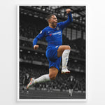 Load image into Gallery viewer, Eden Hazard Chelsea fodbold plakat i blå Chelsea-trøje
