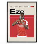 Load image into Gallery viewer, Eberechi Eze fodbold plakat i Arsenal rød og hvid hjemmebanetrøje med stilrent og moderne design
