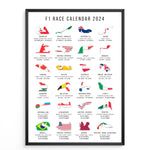 Load image into Gallery viewer, F1 Calendar Posters 2024 | Unique Race Tracking Map Design
