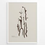 Load image into Gallery viewer, Framed “Minimalist Drawing Collection” poster with abstract brown cactus and small flowers line art on a beige background in a modern style.
