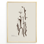 Load image into Gallery viewer, Framed “Minimalist Drawing Collection” poster with abstract brown cactus and small flowers line art on a beige background in a modern style.
