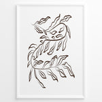 Load image into Gallery viewer, Framed botanical poster with elegant brown line art of flowing leafy branches on a white background in a minimalist modern style.
