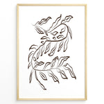 Load image into Gallery viewer, Framed botanical poster with elegant brown line art of flowing leafy branches on a white background in a minimalist modern style.
