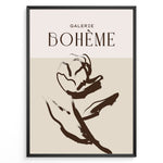 Load image into Gallery viewer, Framed Galerie Bohème poster featuring abstract brown floral line art on beige and light cream background.
