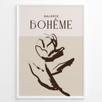 Load image into Gallery viewer, Framed Galerie Bohème poster featuring abstract brown floral line art on beige and light cream background.
