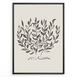 Load image into Gallery viewer, Framed minimalist botanical poster with abstract hand-drawn leaves in brown and black tones on a light beige background.
