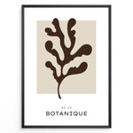 Load image into Gallery viewer, Framed “Botanique No.06” poster with abstract brown leaf design on a soft beige background in minimalist modern style.

