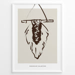 Load image into Gallery viewer, Framed “Minimalist Collection” poster with abstract brown line art of a wall hanging on a beige background in boho minimalist style.
