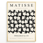 Load image into Gallery viewer, Framed Matisse Flowers &amp; Plants art poster with black and white floral pattern and minimalist typography.
