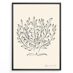 Load image into Gallery viewer, Framed Henri Matisse botanical line art poster with black abstract leaf design on a beige background.
