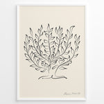 Load image into Gallery viewer, Framed Henri Matisse botanical line art poster with black abstract leaf design on a beige background.

