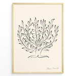 Load image into Gallery viewer, Framed Henri Matisse botanical line art poster with black abstract leaf design on a beige background.
