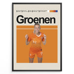 Load image into Gallery viewer, Jackie Groenen plakat | Holland landsholdstrøje i ikonisk orange med energisk udtryk – ideel til fans af kvindefodbold og Holland
